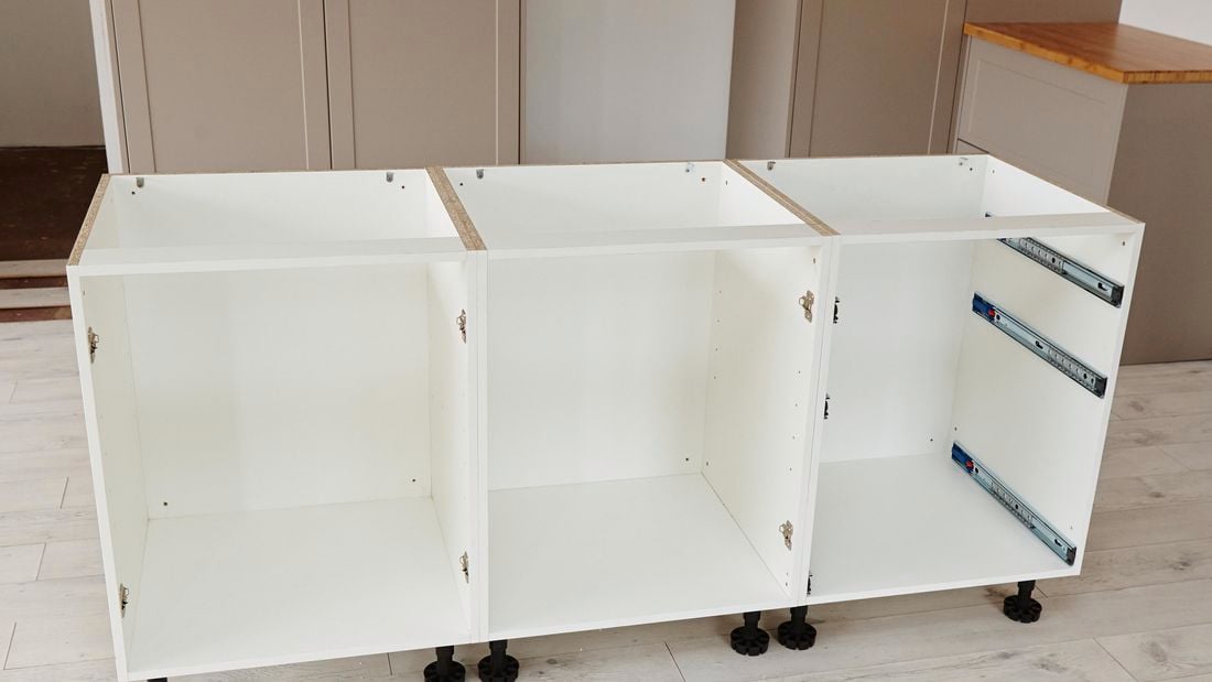 Three cabinet units joined together