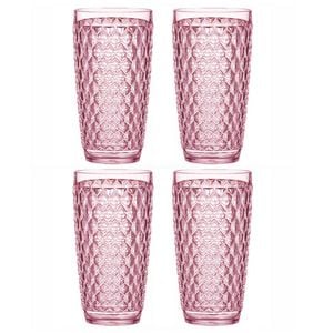 4PK Ladelle Tate Geometric 450ml Highball Acrylic Tumbler Drinking Cup - Strawberry