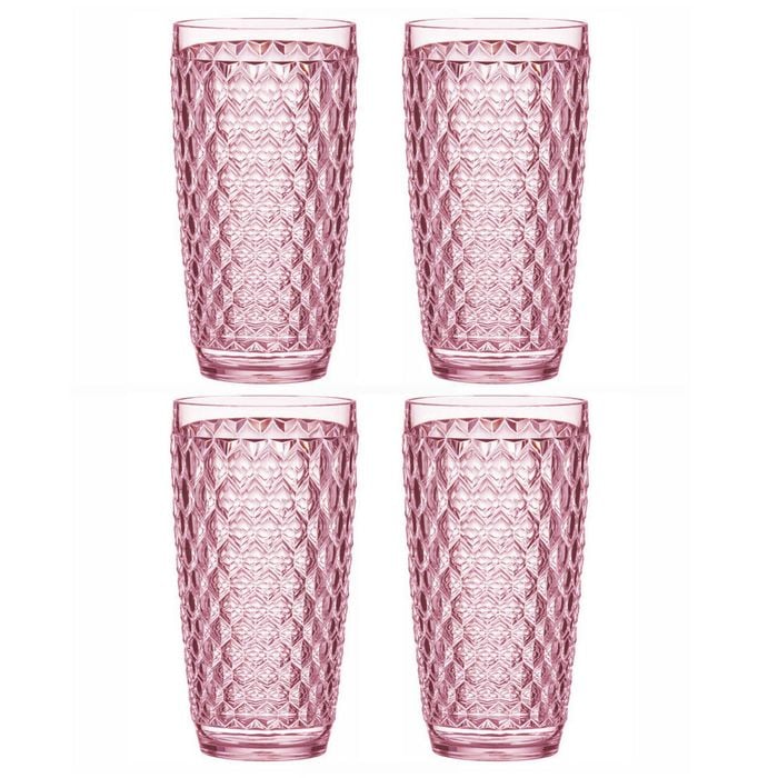 4PK Ladelle Tate Geometric 450ml Highball Acrylic Tumbler Drinking Cup - Strawberry