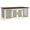 Paws and Willow Open Plan Arctic White with Espresso Top Wooden Dog Crate Hinged Door with Mesh