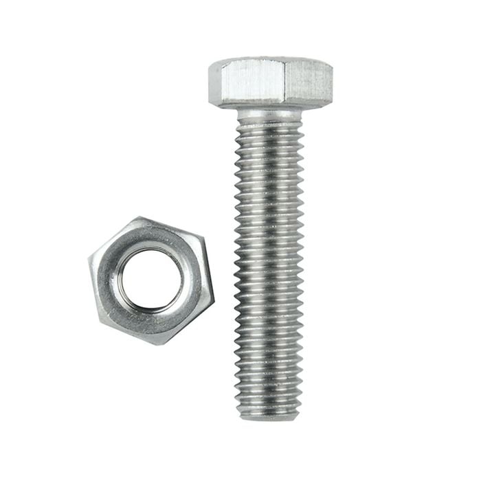 Pinnacle M8 x 100mm Stainless Steel Hex Bolt And Nut - 2 Pack