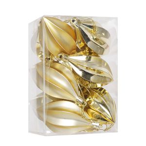 Catzon 12 Pcs Finial Drop Christmas Ornaments Shatterproof Baubles with String for Holiday-Gold