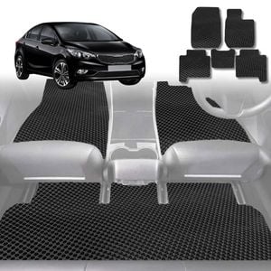 6D Diamond Car Floor Mats for Kia Cerato 2013-2018-Full Set-Black-Outback GT