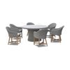 Plantation 6 Seat Dining Table Coastal Chairs Brushed Grey & Denim Grey Cushions