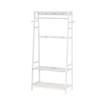P&P White Metal Coat Rack With Shelves, Freestanding Clothes Stand For Entryway