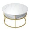 Costway 2-tier Round Lift Top Coffee Table W/side Shelves Center Table White