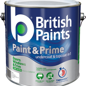 British Paints 4L White Semi Gloss Doors Windows And Trim Paint And Prime - 4L