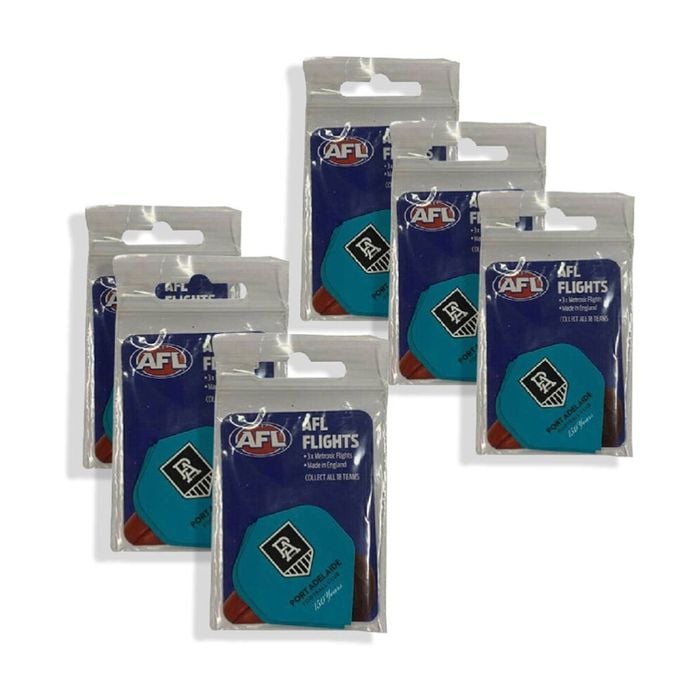 6x 3pc AFL Dart Flights Port Adelaide Team Design Metronic Pack England Made