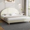 Oikiture Bed Frame King Size Arched Beds Platform Beige Fabric