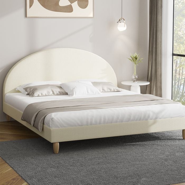 Oikiture Bed Frame King Size Arched Beds Platform Beige Fabric Bunnings Australia