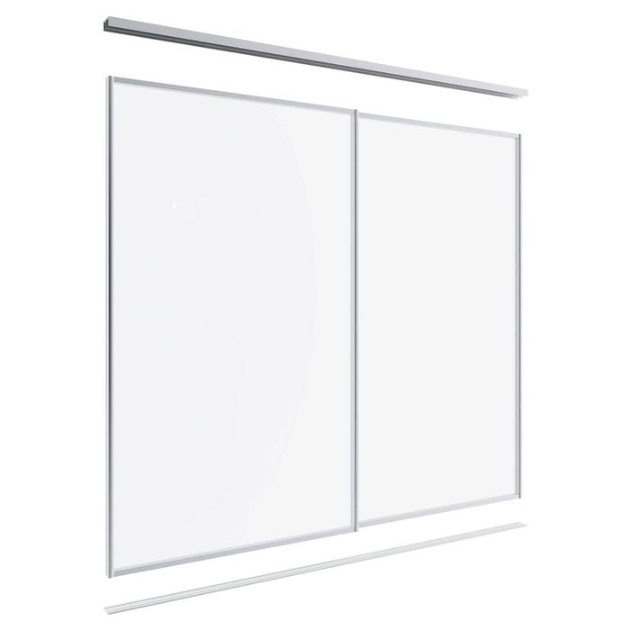 Lugna 2100 x 1801-2400mm Clear Anodised Optiglass Panels Wardrobe Double Sliding Doors