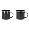 2PK Esschert Design Enamel Carbon Steel Mug Outdoor Camping Hot Cold 0.5L Black