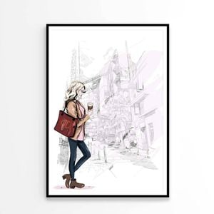 Lady With Red Bag Fashion Store Art   Print 100% Australian Made 90 x 120cm   (Poster)