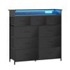 Advwin 9 Drawers Dresser with Open Shelf Storage Charging Station & LED Lights Black