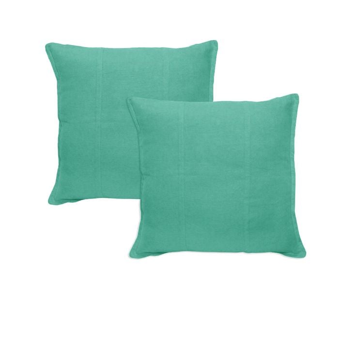 Pair of Pure Linen European Pillowcases 60x60 cm Light Teal