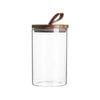 Argon Tableware Glass Jar With Wooden Lid Storage Container - Round - 1 Litre