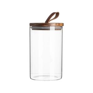 Argon Tableware Glass Jar With Wooden Lid Storage Container - Round - 1 Litre