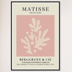 Galrie Henri Matisse Vintage Pink Exhibition Print from Berggruen & Cie, Black Frame, A4 21 x 30cm (8 x 12inch)