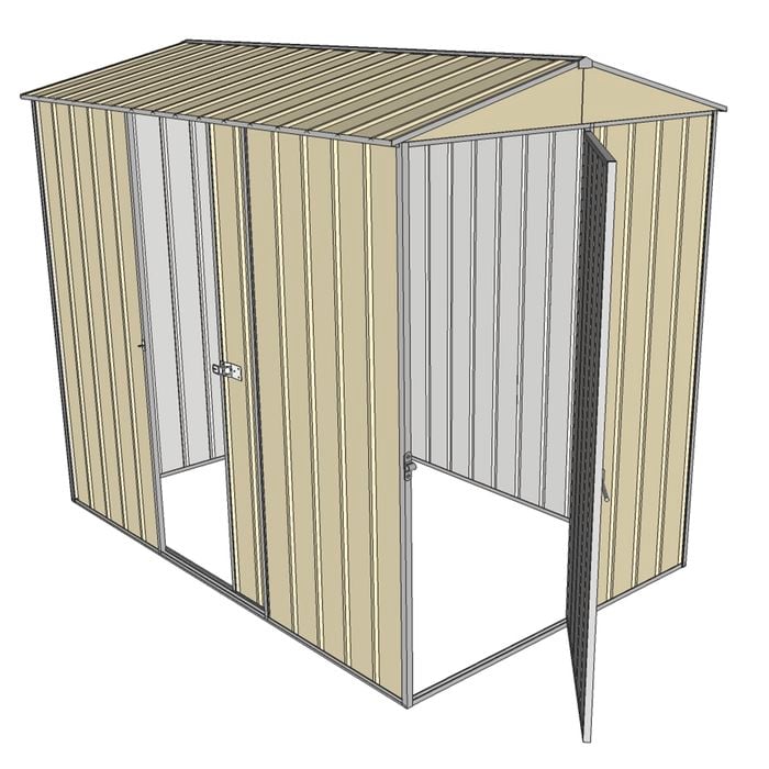Build-a-Shed 1.5 x 2.3 x 2.3m Narrow Front Gable Dual Door Shed - Cream