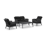 Hugo 2+1+1 Seater Outdoor Aluminium and Rope Lounge Set with Coffee Table Charcoal - Carbon Grey Rope - Denim Grey
