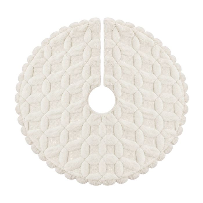 Catzon 48inch White Christmas Tree Skirt Soft Plush Tree Mat-Diamond