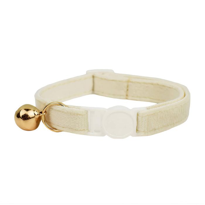 Anypet Small Cat Collar Off White with Bell and Durable Safety Buckle