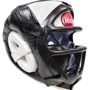 Morgan Leather Head Guard With Abx Plastic Removable Grill[small Black/white]