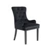 La Bella Black French Provincial Dining Chair Ring Studded Lisse Velvet Rubberwood