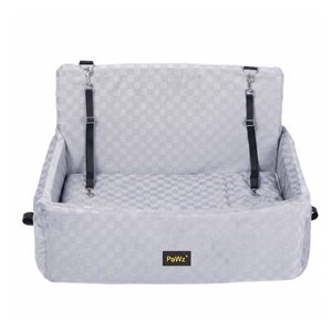 PaWz Large Dog Car Seat Booster Plush Dual-Side Portable Travel Bed Grey