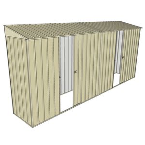 Build-a-Shed 0.8 x 4.5 x 2m Skillion Dual Single Sliding Side Doors Shed - Cream