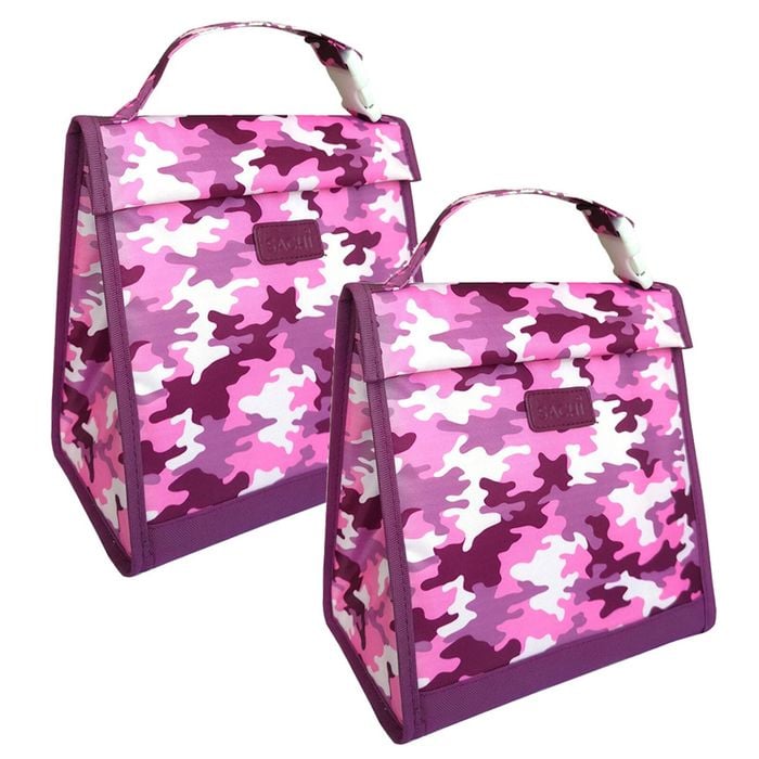 2PK Sachi Junior 24cm Insulated Lunch Pouch w/ Carry Handle - Camo Pink