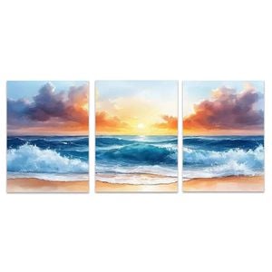 3pcs Vibrant Philippians Beach Print 100% Australian Made 3 x 40x60cm (Metal Print)