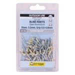 Otter Classic Cream® 3.2 x 0.8-4.8mm Multi-Grip Open Aluminium Rivets - 100 Pack