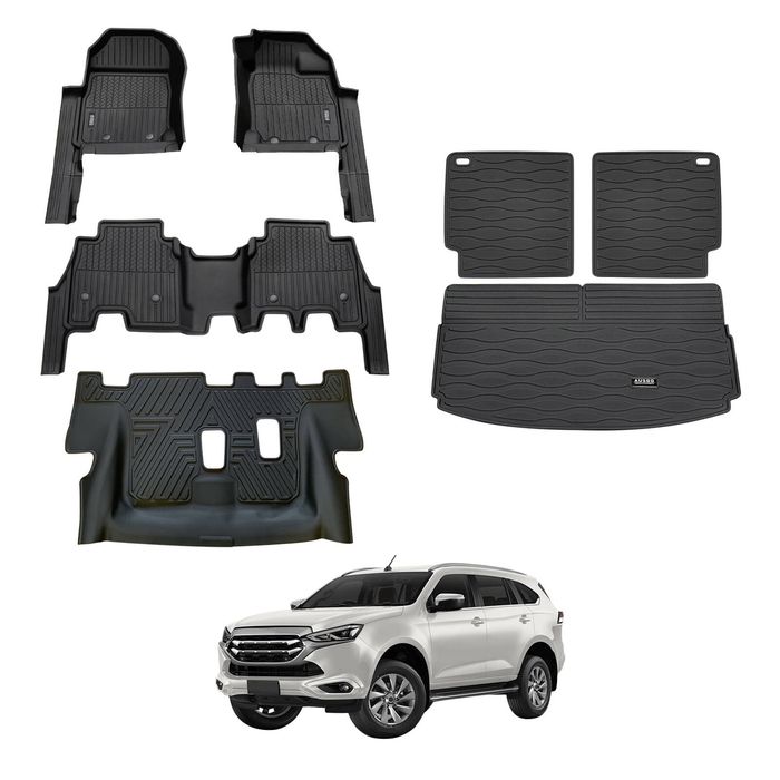 AUSGO 7D Injection Floor Mats & Boot Liner Set for ISUZU MUX MU-X 2021-Onwards Car Floor Liners Cargo Mat