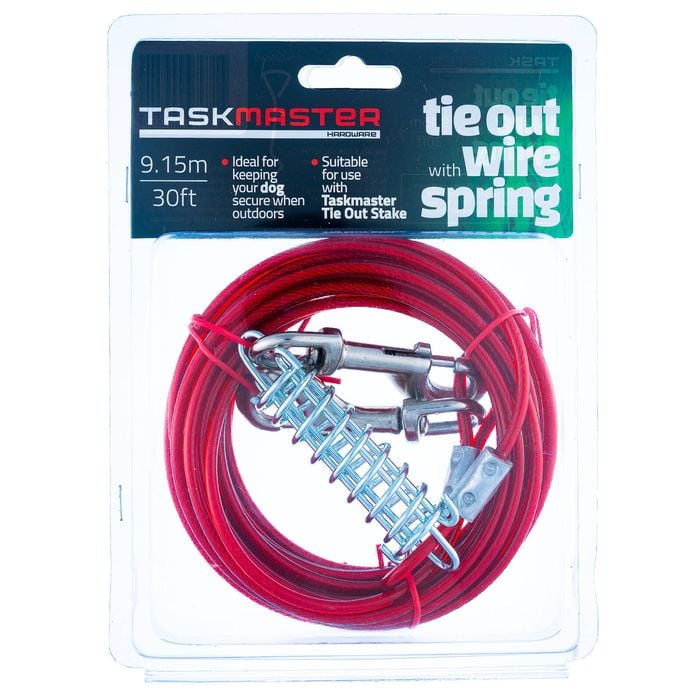 Taskmaster 5mm x 30ft Long Tie Out Wire with Spring