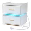 Costway Nightstand Charging Led Table Drawer Modern Semi-floating White