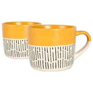 Nicola Spring Dipped Dash Stoneware Coffee Mugs - 450ml - Pack of 2