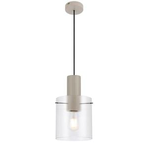 Telbix Mika Modern Pendant Hanging Lamp Light Metal Glass Grey Clear Satin