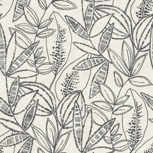 Grandeco 53cm x 10.05m Black & White Tropical Wallpaper