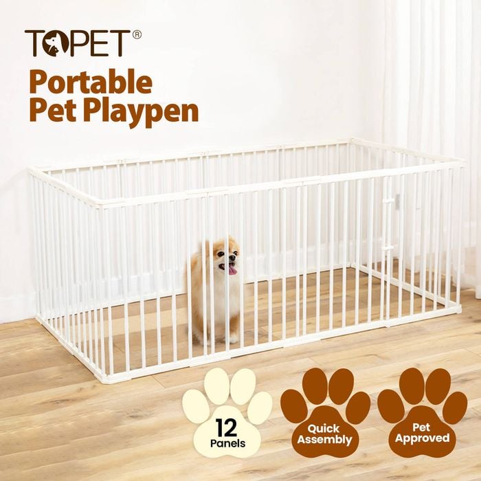 TOPET Dog Playpen Enclosure 12 Panel Pet Playpen Fold Exercise
