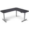 FORTIA Corner Standing Desk, 160x140cm, 72-118cm Sit, Electric Height Adjustable, Black Desktop/Silver Frame