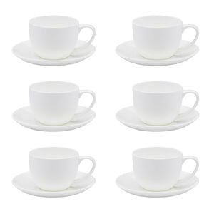 6PK Ecology 275ml Canvas Teacup & Saucer Coffee Cup Tableware - White