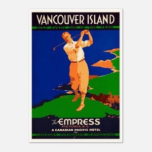 Galrie Vintage Vancouver Island Golf Travel Poster - A Nostalgic Home Decor, Poster Only, 50 x 70cm (20 x 28inch)