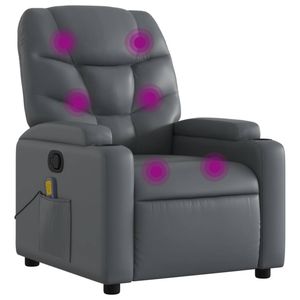 vidaXL Massage Recliner Chair Reclining Chair Single Sofa Grey Faux Leather