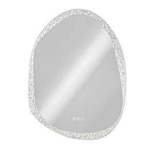 P&P Silver Irregular LED Mirror Backlit Anti Fog Touch Modern Bathroom Style