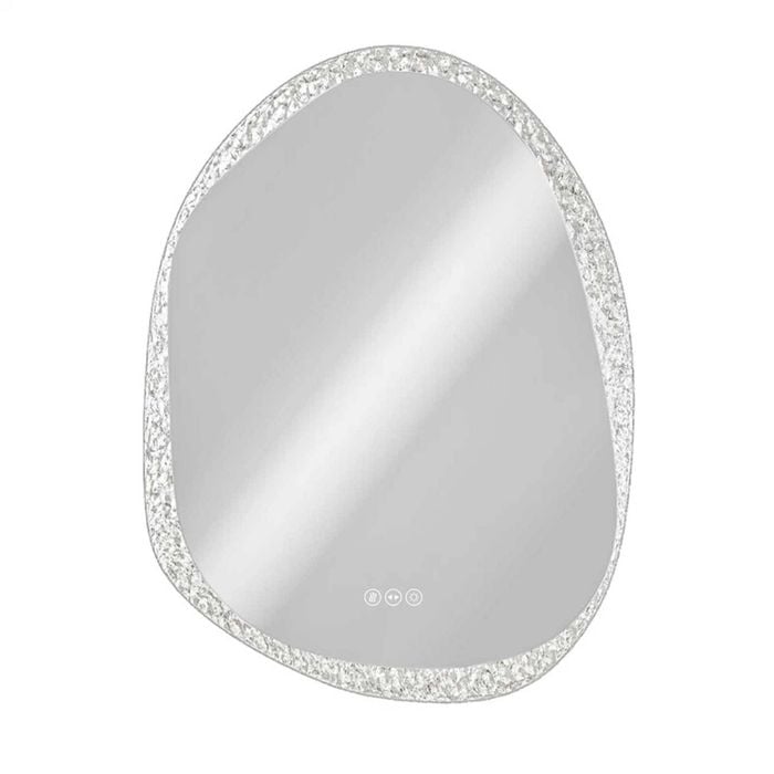 P&P Silver Irregular LED Mirror Backlit Anti Fog Touch Modern Bathroom Style