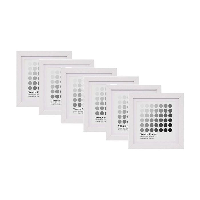 6PK Braz Venice Image Photo Document Display Frame 15x15cm White