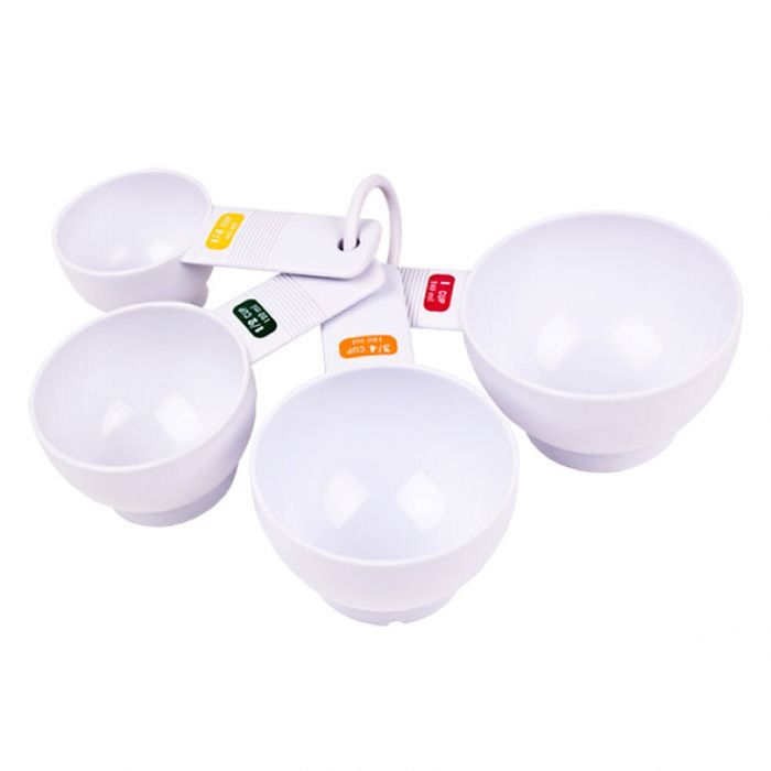 4pc Appetito Plastic Measure Cups Home Kitchen Cooking/Baking Utensils White