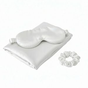 Royal Comfort Pure Mulberry Silk Sleep Gift Set White 3 Piece Luxury White