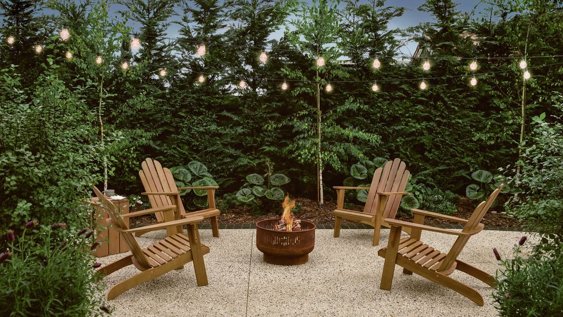Hang solar festoon lights to make your outdoor entertaining area feel welcoming.